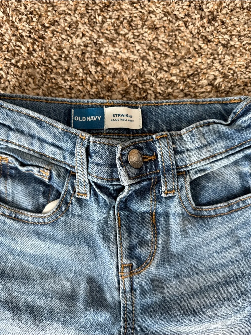 Old Navy Light Blue Kids Straight Jeans with Distressed Knees